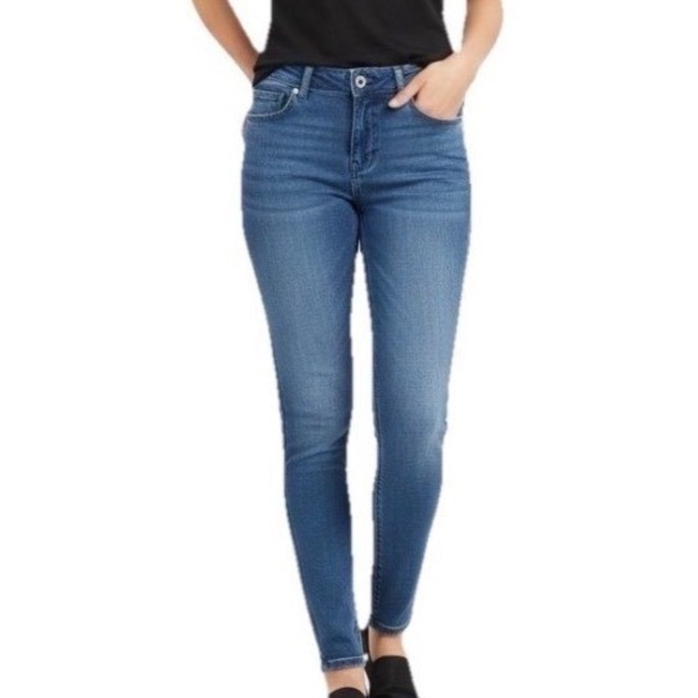 EM Line Skinny Jeans Women/Juniors 13 Blue Rhinestone Embroidered Stretch Denim